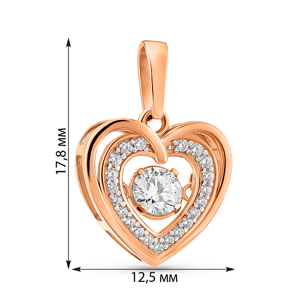 Золота підвіска Сердечко з фіанітами (арт. 4401015) – зображення 5