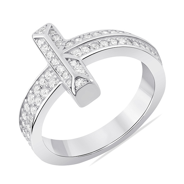 Серебряное кольцо с дорожкой из фианитов (арт. 7501/8754) – изображение 1
