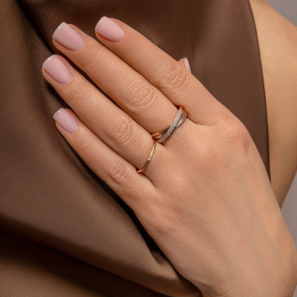 Кольцо из красного и белого золота с бриллиантами (арт. К011085010кб) – изображение 2