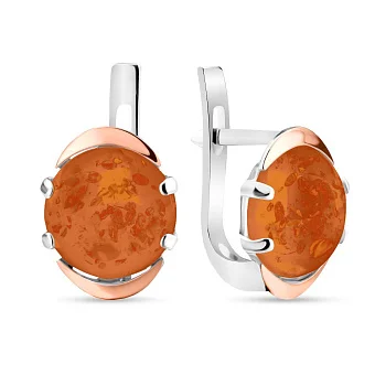Срібні сережки з бурштином (арт. 7202/242Ясп)
