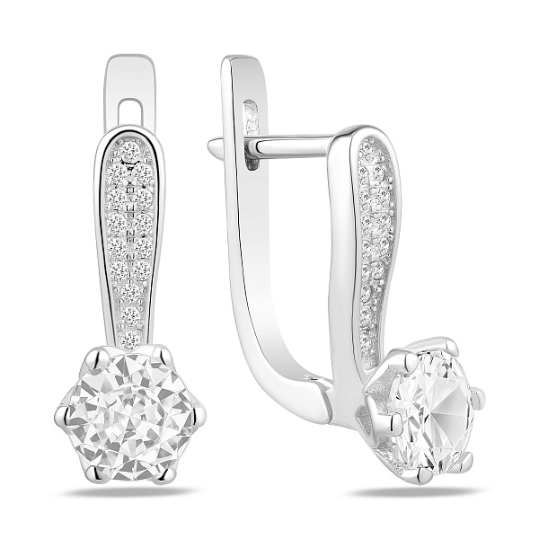 Серебряные серьги с крупным камнем (арт. 7502/10166) – изображение 1