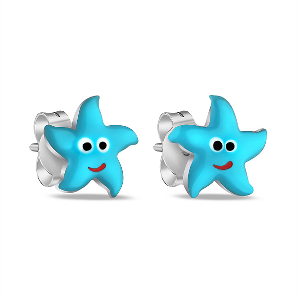 Детские серьги-пусеты из серебра с эмалью (арт. 7518/6797ег) – изображение 1