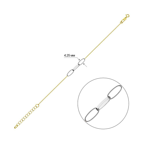 Золотий браслет "Ланки" в жовтому і білому кольорі металу (арт. 325426жб) – зображення 3