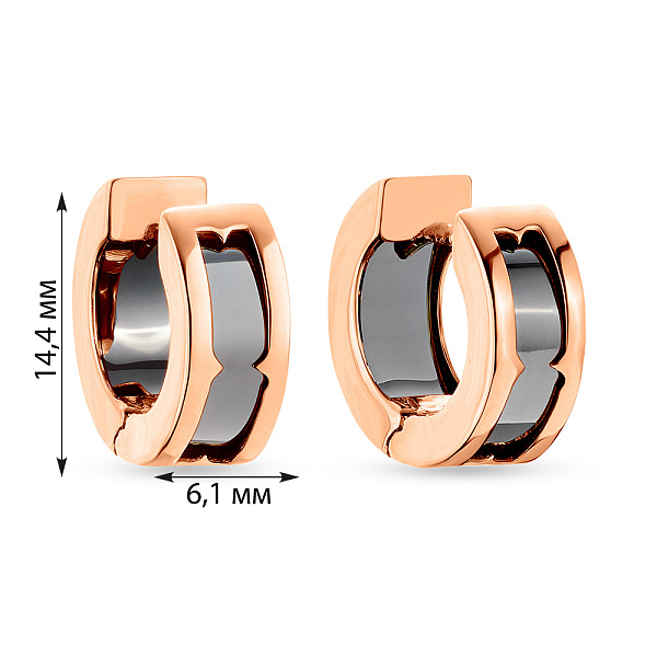 Сережки-кольца из красного золота с ониксом (арт. 104180/15о) – изображение 5