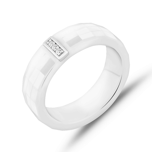 Кольцо из керамики и серебра с фианитами (арт. 7501/1885932кмб) – изображение 1