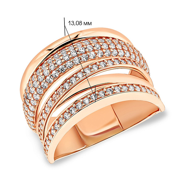 Кольцо из красного золота с фианитами (арт. 155135) – изображение 2