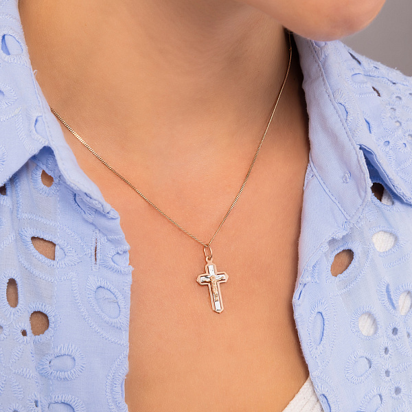 Православный крестик из красного золота с распятием (арт. 521000) – изображение 2