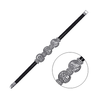 Фото Серебряный браслет на шелковой нити (арт. 7309/1156брю)