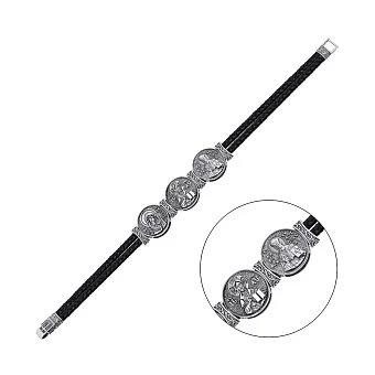 Срібний браслет на шовковій ниці (арт. 7309/1156брю)