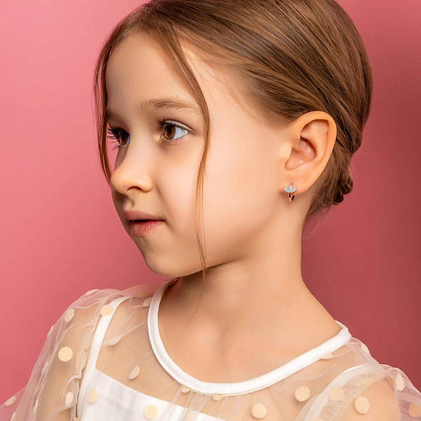 Детские золотые серьги с фианитами (арт. 1101092) – изображение 3