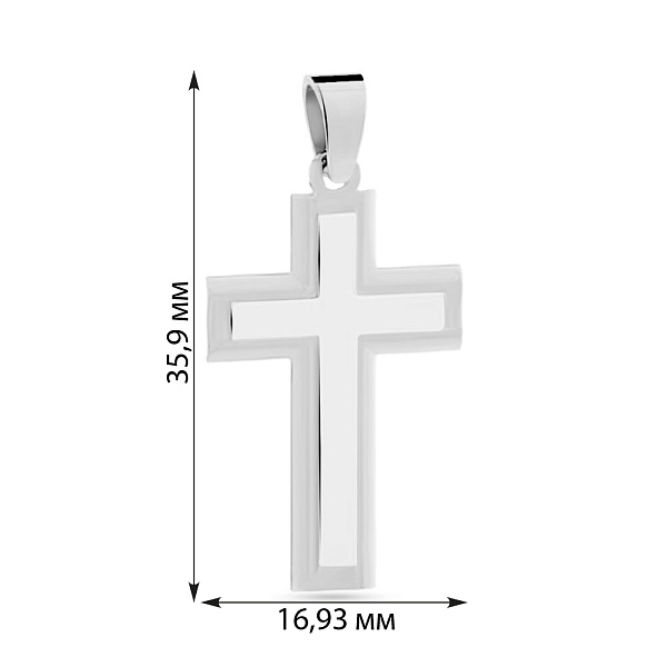Хрестик без розп'яття з білого золота (арт. 440410бм) – зображення 2