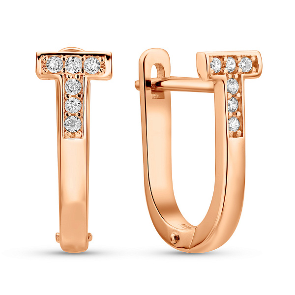 Серьги из красного золота с фианитами (арт. 1091532) – изображение 1