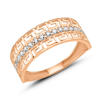 Фото Золота каблучка Олімпія з фіанітами (арт. 156192)