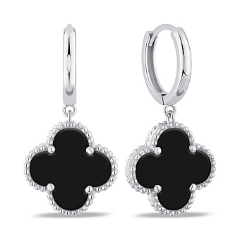 Фото Срібні сережки-конго Конюшина (арт. 7502/10059/15о)