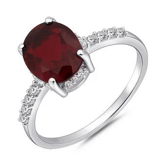 Срібна каблучка з великим гранатом (арт. 7501/2035183Г)
