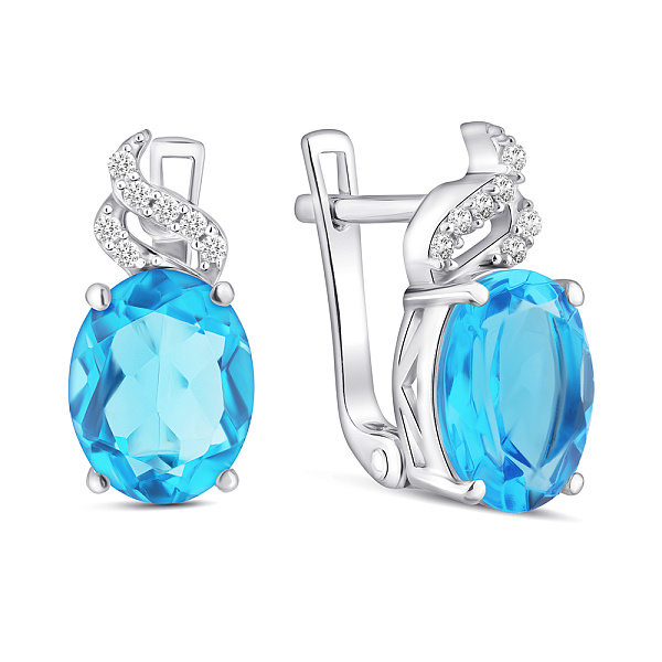 Серебряные серьги с топазом и фианитами (арт. 7502/2194064Птг) – изображение 1