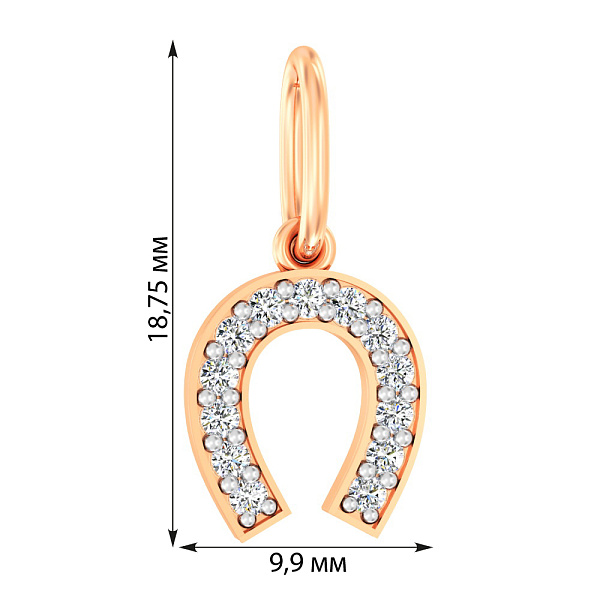Золотая подвеска Подкова с фианитами (арт. 440312) – изображение 2