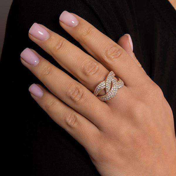 Золота каблучка Ланки з фіанітами (арт. 156510) – зображення 3