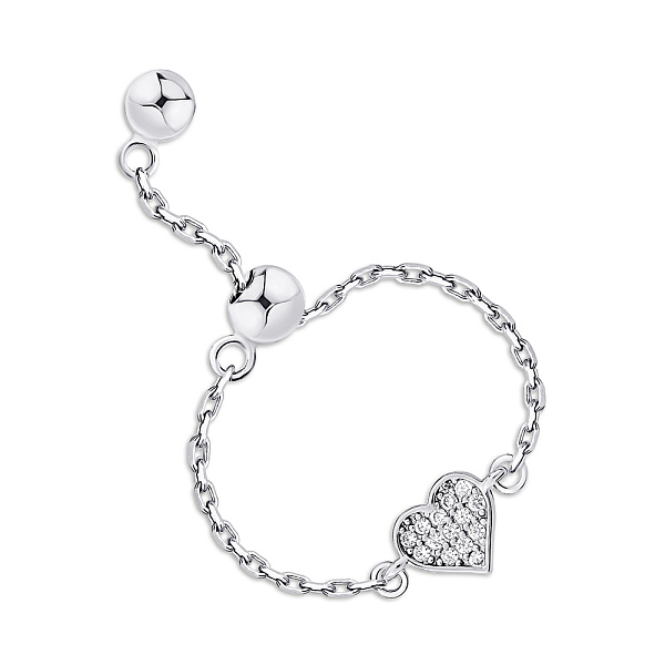 Безразмерное серебряное кольцо Сердце с фианитами (арт. 7501/7011) – изображение 1