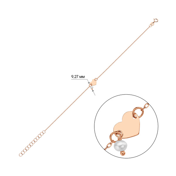 Браслет из красного золота с жемчугом (арт. 326933прлб) – изображение 2