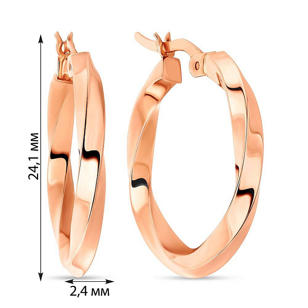 Серьги-кольца из красного золота  (арт. 108452/25) – изображение 2