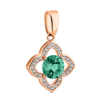 Кулон з червоного золота з кварцом та фіанітами (арт. 441479Пз)