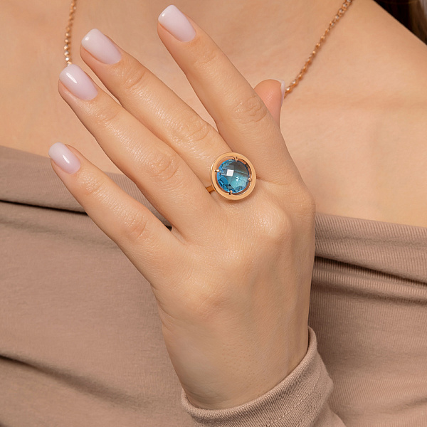 Золота каблучка з топазом (арт. 140636Птг) – зображення 2