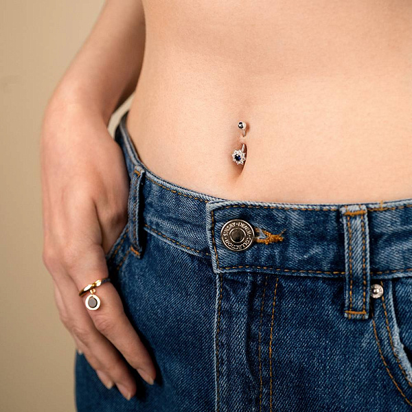 Серебряный пирсинг для пупка Цветок (арт. 7512/Пр2ФС/013) – изображение 2