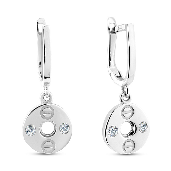 Сережки-підвіски з білого золота з фіанітами (арт. 107564б) – зображення 1