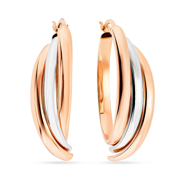 Золоті сережки в комбінованому кольорі металу (арт. 107061кб) – зображення 1