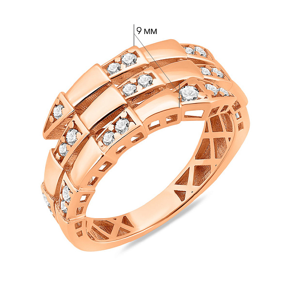 Кольцо из красного золота с фианитами (арт. 156634) – изображение 5