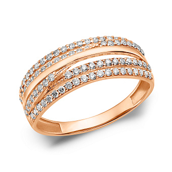 Фото Золота каблучка з доріжками з діамантів (арт. К011230050)