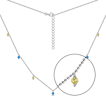 Серебряное колье с голубыми и желтыми альпинитами (арт. 7507/1524агж)