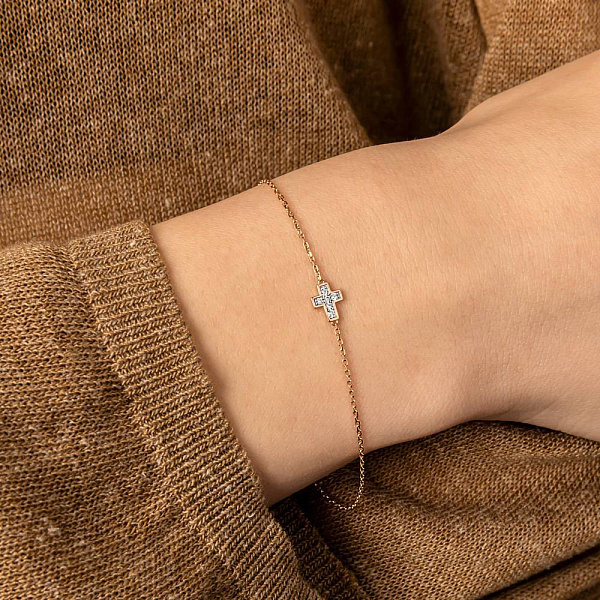 Браслет з червоного золота з діамантами (арт. Б011624005) – зображення 2