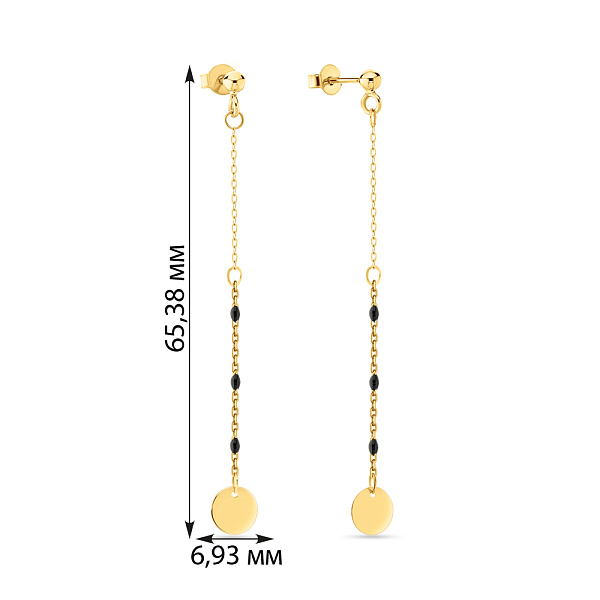 Длинные серьги с желтого золота с эмалью (арт. 108729жеч) – изображение 2