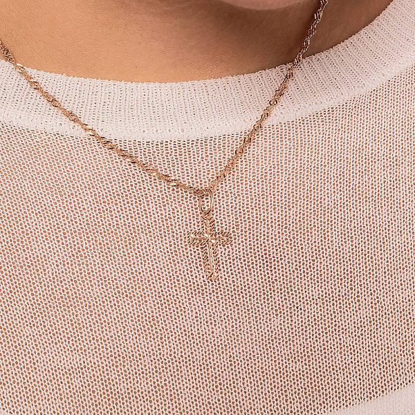 Золотий хрестик з алмазною гранню (арт. 440871а) – зображення 3