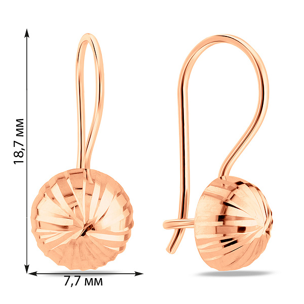 Детские золотые серьги с алмазной гранью (арт. 109488) – изображение 2