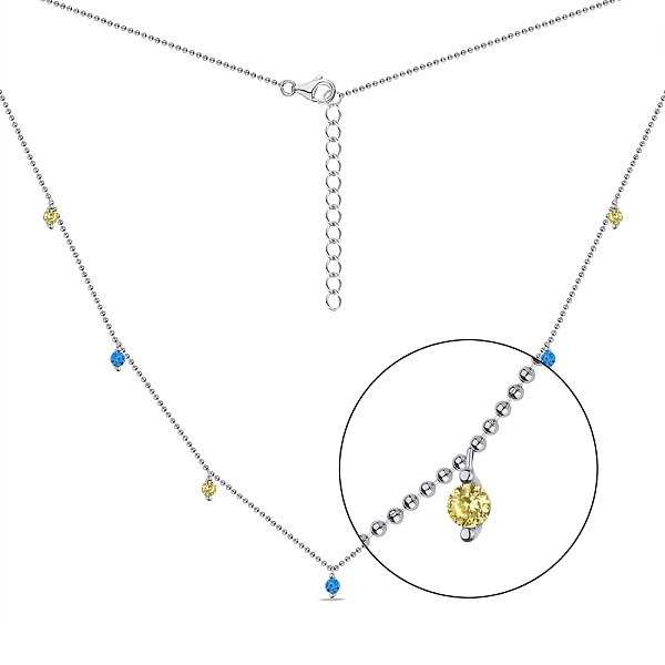 Серебряное колье с голубыми и желтыми альпинитами (арт. 7507/1524агж) – изображение 1