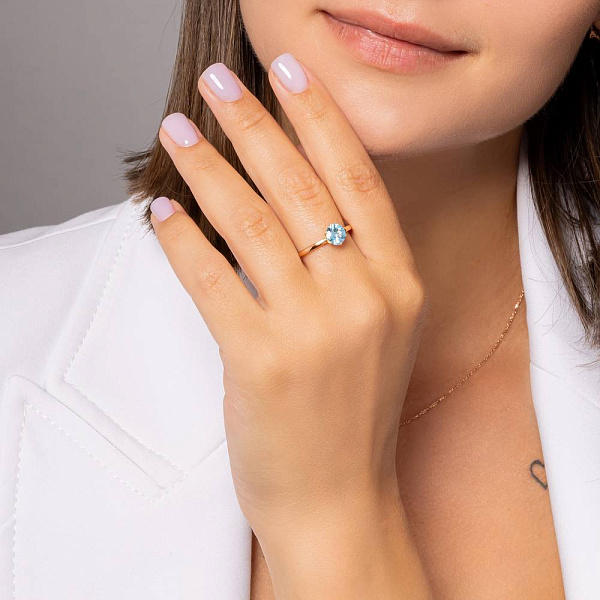 Золота каблучка з топазом (арт. 141229Птг) – зображення 3