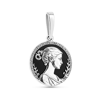 Фото Срібний кулон Діва з оніксом (арт. 7903/2490одв)