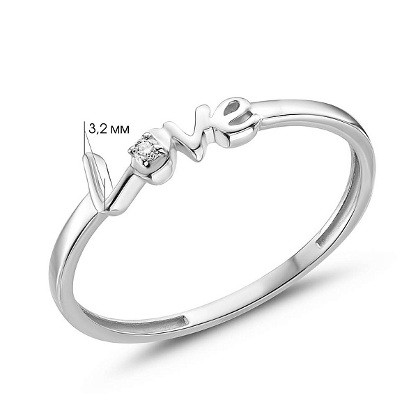 Кольцо "Love" из белого золота с бриллиантом (арт. К011344б) – изображение 5