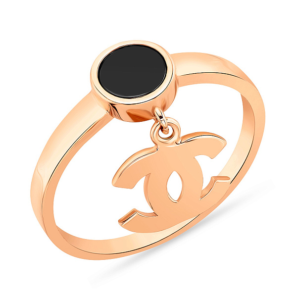 Золотое кольцо с эмалью (арт. 154610о) – изображение 1