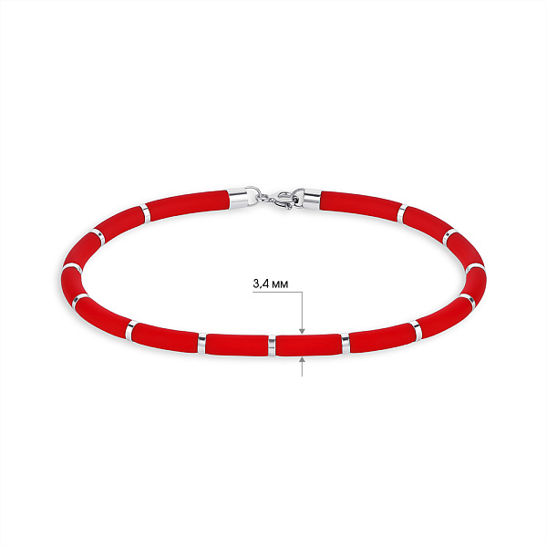 Браслет из каучука и серебра (арт. 7609/3887к) – изображение 2