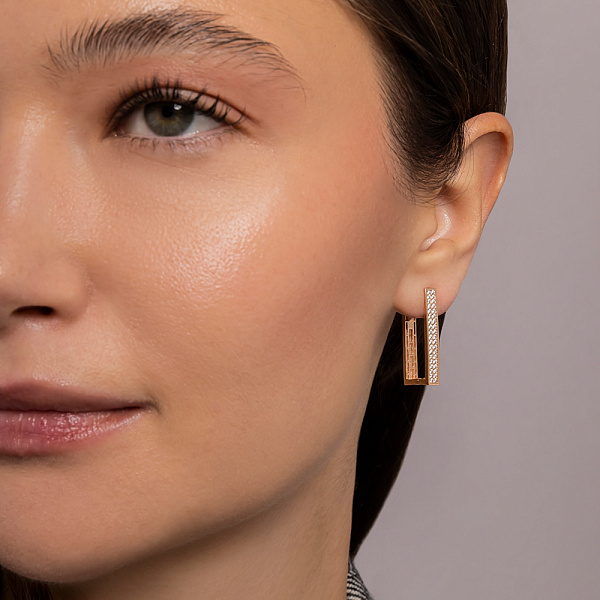 Серьги из красного золота с фианитами (арт. 1091915) – изображение 5