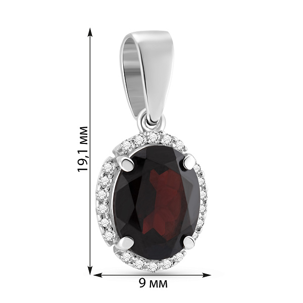 Золотий підвіс з гранатом і фіанітами (арт. 440348Пбк) – зображення 3