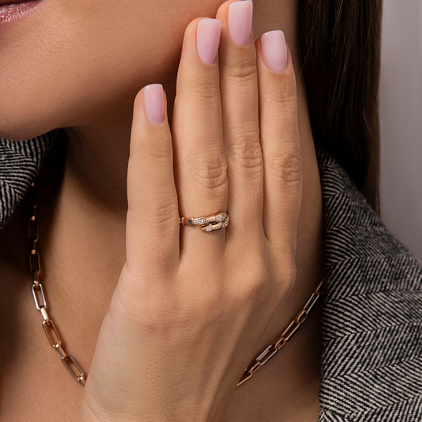 Кольцо из красного золота с фианитами (арт. 141404) – изображение 4