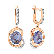 Золотые серьги с кварцем и фианитами (арт. 103300Пкф)