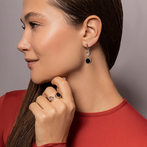 Золотое кольцо Лýна с эмалью и фианитом (арт. 154746беч) – изображение 7