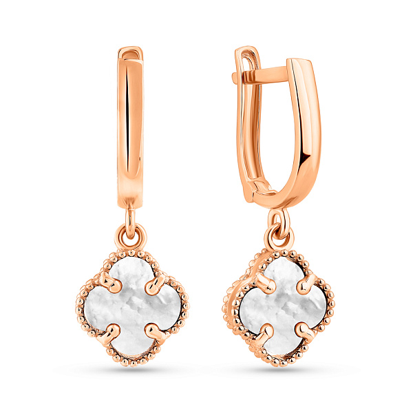 Сережки з червоного золота з перламутром (арт. 104189/9п) – зображення 1