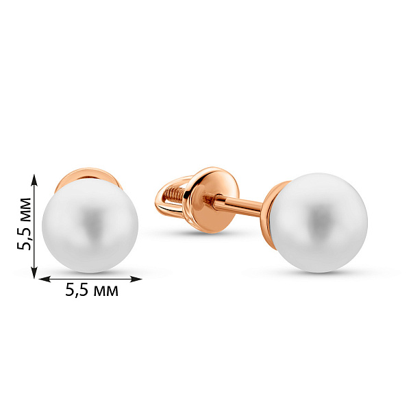 Золотые серьги-пусеты с жемчугом (арт. 2100109101) – изображение 7